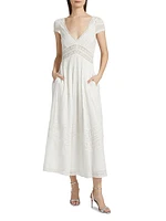 Suvi Lace-Trimmed Cotton Fit & Flare Maxi Dress