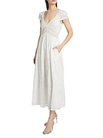 Suvi Lace-Trimmed Cotton Fit & Flare Maxi Dress