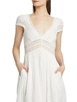 Suvi Lace-Trimmed Cotton Fit & Flare Maxi Dress