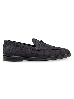 Nubuck Crocodile Leather Loafers