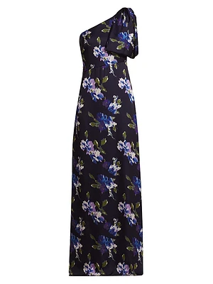Chelsea Floral One-Shoulder A-Line Gown