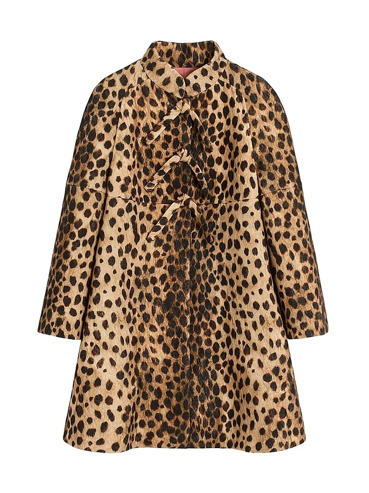 Jaguar Spots Printed Wool Cloth Coat