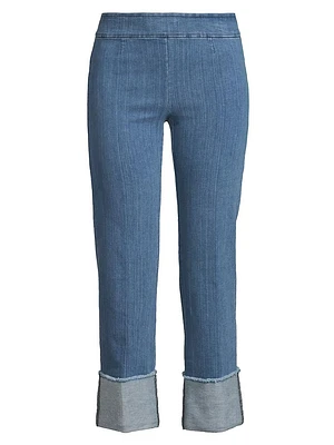 Cropped Cuffed Straight-Leg Pants