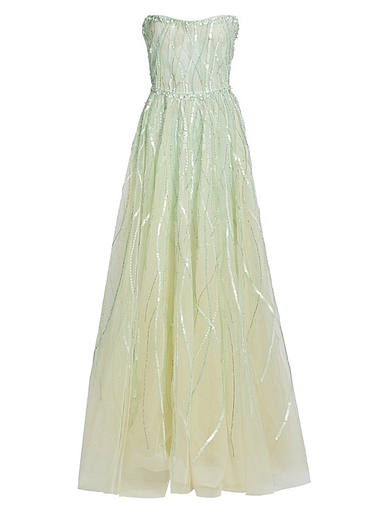 Nancy Sequined Strapless Gown