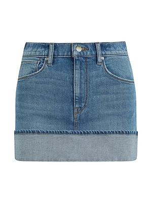 Cuff Denim Miniskirt