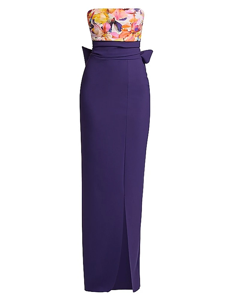 Nariaki Floral Bodice Column Gown