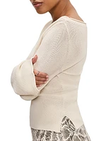 Stretch Rib-Knit Boatneck Top