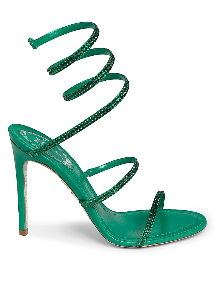 Cleo 105MM Embellished Satin Ankle-Wrap Sandals