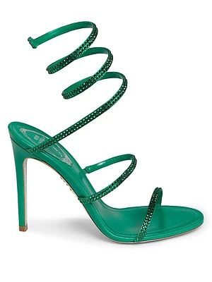 Cleo 105MM Embellished Satin Ankle-Wrap Sandals