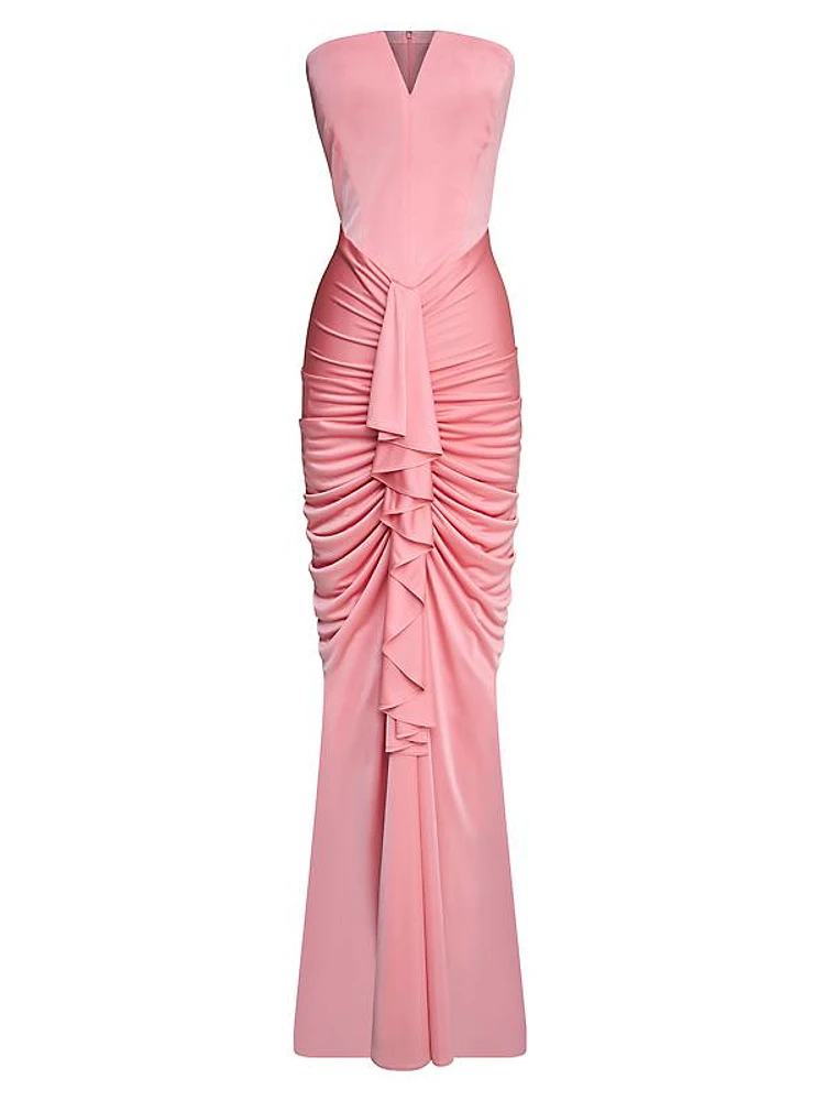 Selena Strapless Drape Column Gown