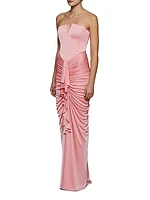 Selena Strapless Drape Column Gown