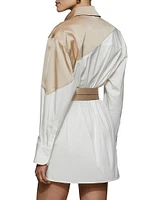 Halle Poplin & Satin Belted Shirt Dress