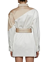 Halle Poplin & Satin Belted Shirt Dress