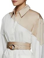 Halle Poplin & Satin Belted Shirt Dress