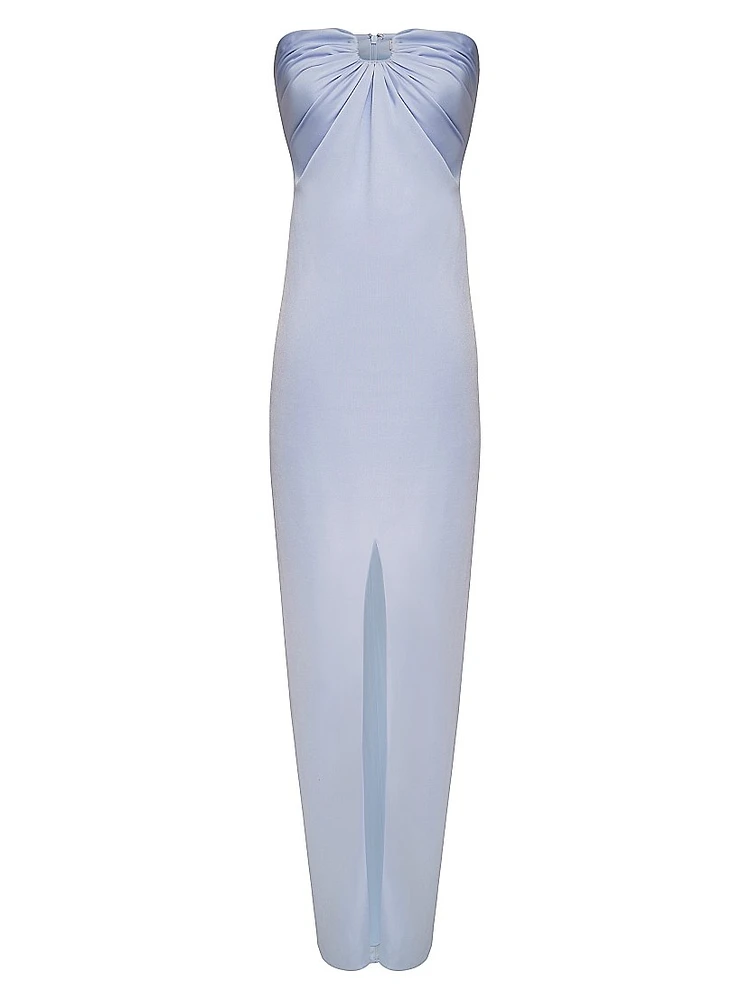 Lila Satin Strapless Gown