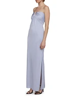 Lila Satin Strapless Gown