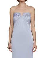 Lila Satin Strapless Gown