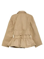 Cotton Twill Belted Peplum Raincoat