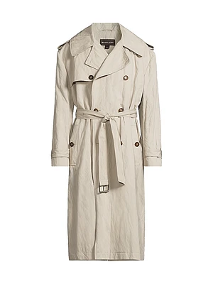 Crinkle Cotton Oversized Trench Coat