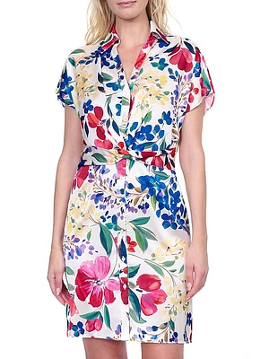 Garden Dream Button-Front Mini Shirtdress