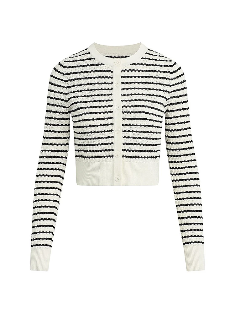 Dani Striped Pointelle-Knit Cardigan