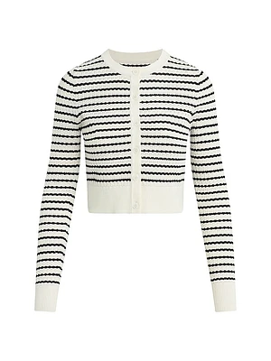 Dani Striped Pointelle-Knit Cardigan