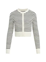 Dani Striped Pointelle-Knit Cardigan