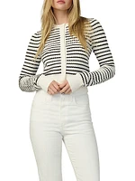 Dani Striped Pointelle-Knit Cardigan