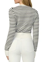 Dani Striped Pointelle-Knit Cardigan