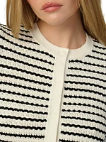 Dani Striped Pointelle-Knit Cardigan