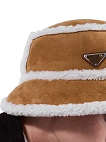 Suede Shearling Bucket Hat