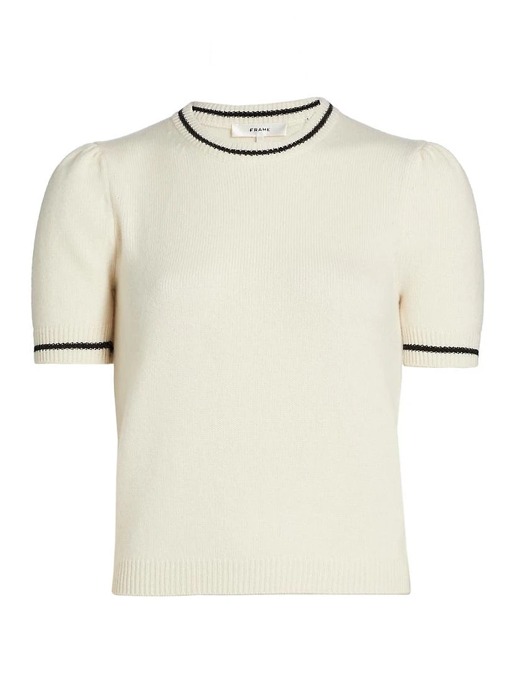 Cashmere Stripe-Trim Sweater