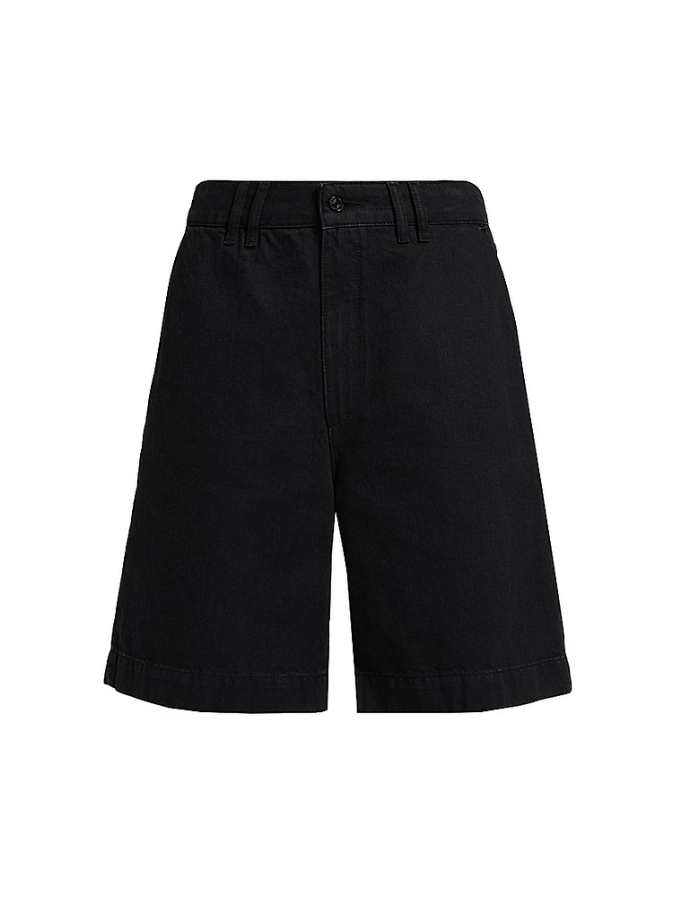 Classic High-Rise Denim Trouser Shorts