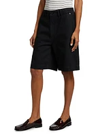 Classic High-Rise Denim Trouser Shorts