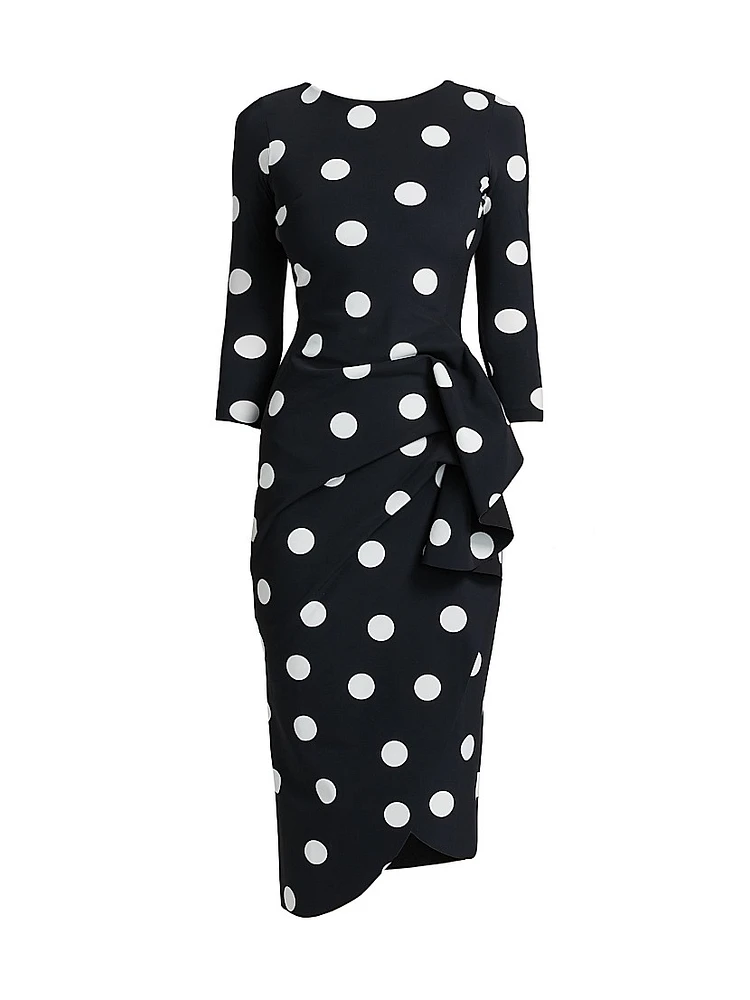 Wang Polka Dot Draped Sheath Dress