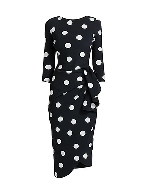 Wang Polka Dot Draped Sheath Dress