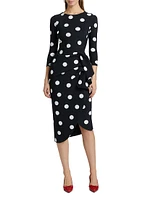 Wang Polka Dot Draped Sheath Dress