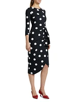 Wang Polka Dot Draped Sheath Dress