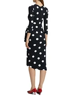 Wang Polka Dot Draped Sheath Dress