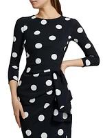 Wang Polka Dot Draped Sheath Dress