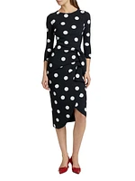 Wang Polka Dot Draped Sheath Dress