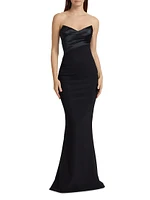 Bairei Ra Strapless Satin Gown