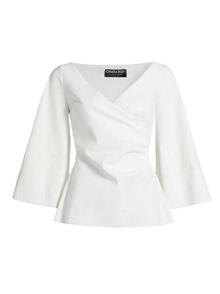 Mason Sequined Ruched V-Neck Top