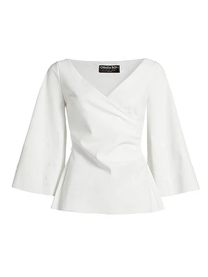 Mason Sequined Ruched V-Neck Top