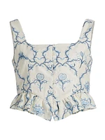 Eslabon Floritura Linen Top