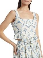 Eslabon Floritura Linen Top