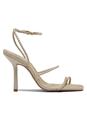 Kaya 100MM Leather & Raffia Stiletto-Heel Sandals