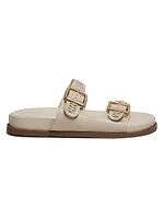 Blake Embellished Leather Flat Sandals