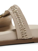 Blake Embellished Leather Flat Sandals