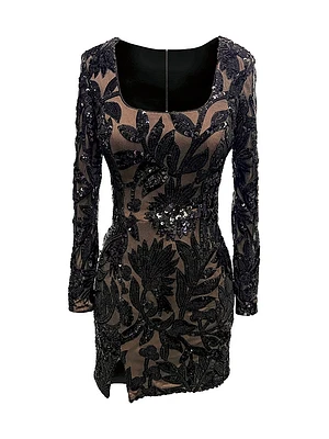 Hilary Sequin-Embroidered Minidress